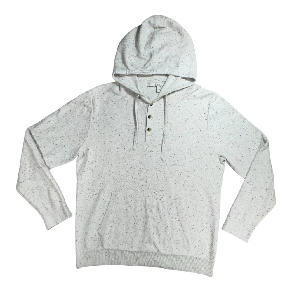 Hawker Rye Knit Hoodie Sweater Henley Speckled Polar White Mens L